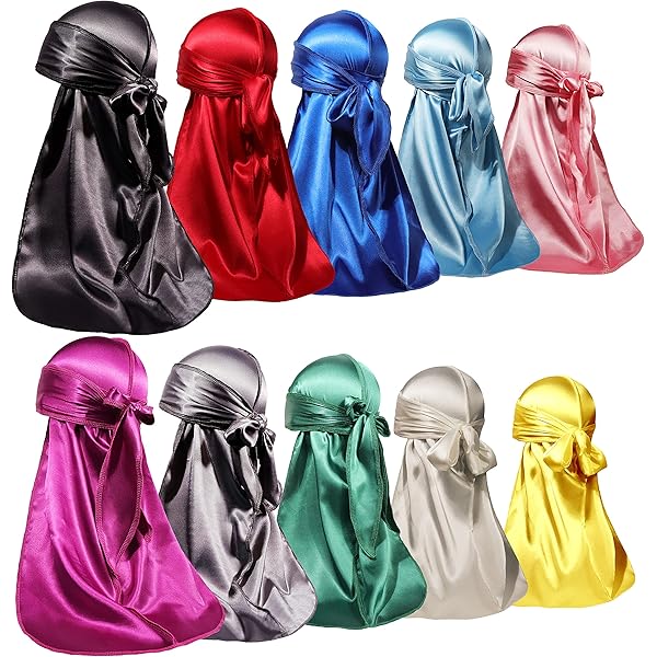 Amazon.co.jp: 10 Pieces Silky Durags Long Tail for Women Men Satin